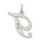 Sterling Silver Medium Script Initial Letter T Charm Jewerly 18mm x 13mm